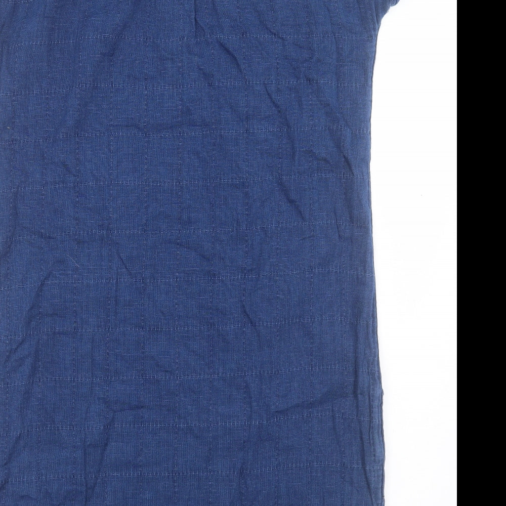 MANTARAY PRODUCTS Womens Blue Cotton Sheath Size 14 V-Neck Button