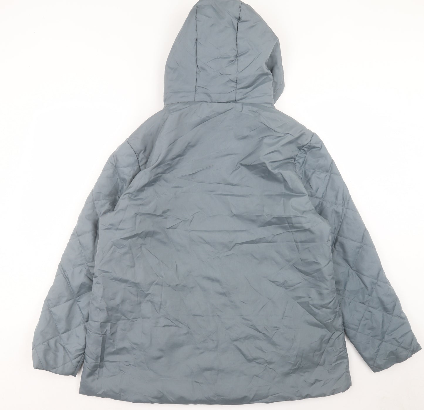 Ann De Lancay Womens Blue Quilted Coat Size L Zip