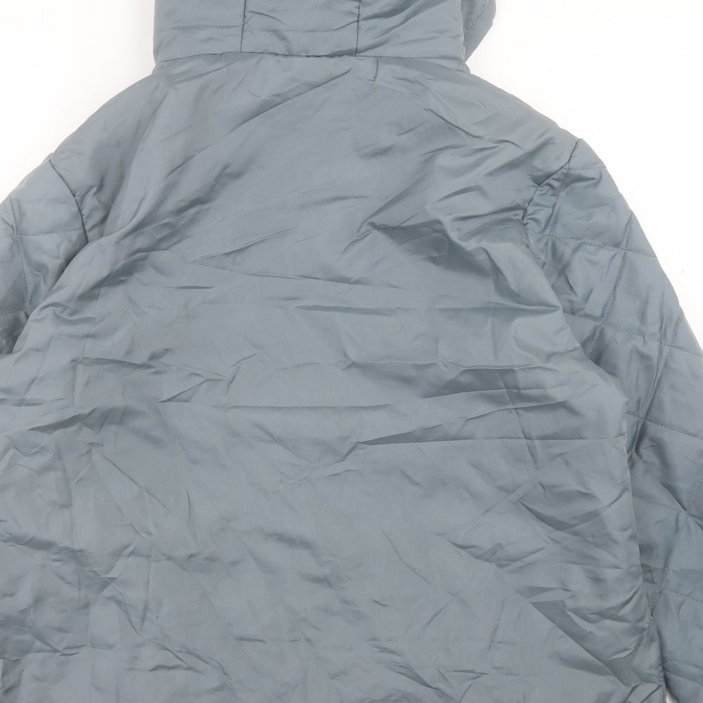 Ann De Lancay Womens Blue Quilted Coat Size L Zip