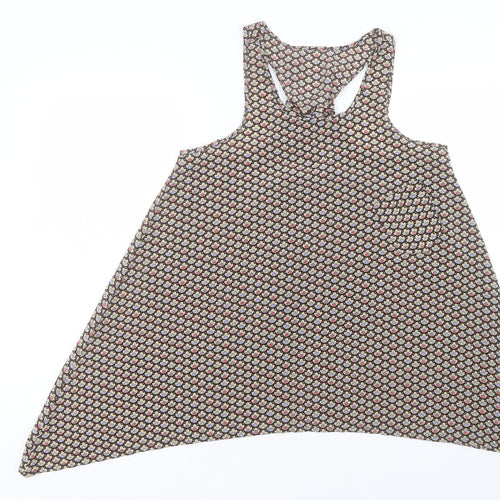 Preworn Womens Multicoloured Geometric Polyester Basic Tank Size 8 Scoop Neck