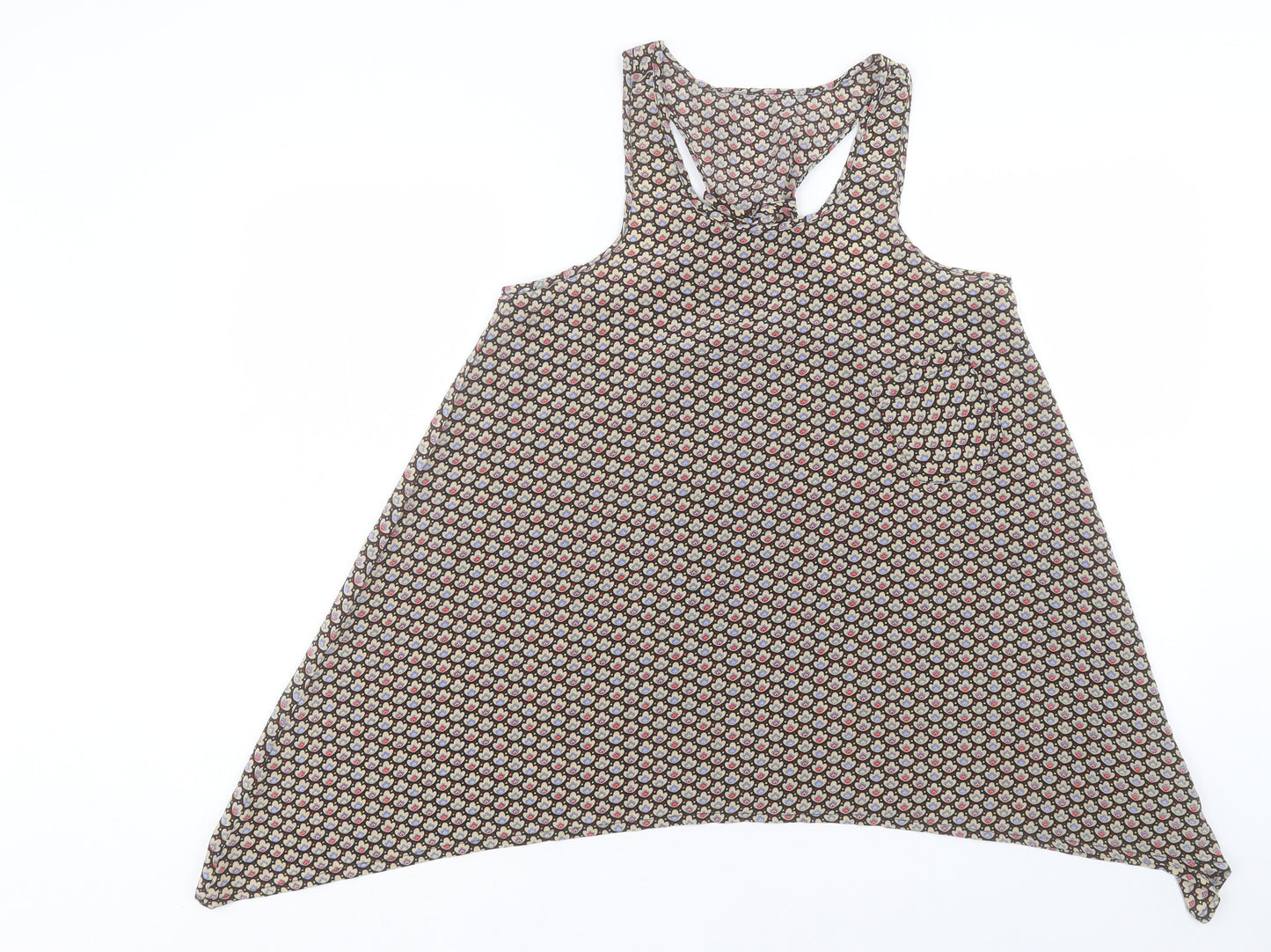 Preworn Womens Multicoloured Geometric Polyester Basic Tank Size 8 Scoop Neck