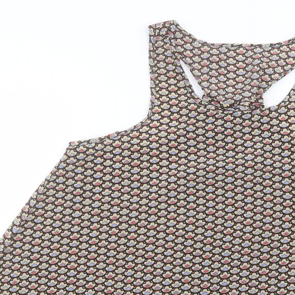Preworn Womens Multicoloured Geometric Polyester Basic Tank Size 8 Scoop Neck
