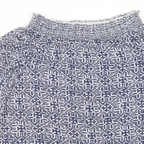 F&F Womens Blue Geometric Viscose A-Line Size 14 Boat Neck Pullover