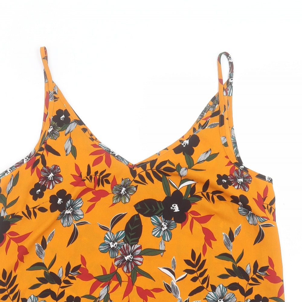 Matalan Womens Orange Floral Polyester Camisole Tank Size 12 V-Neck