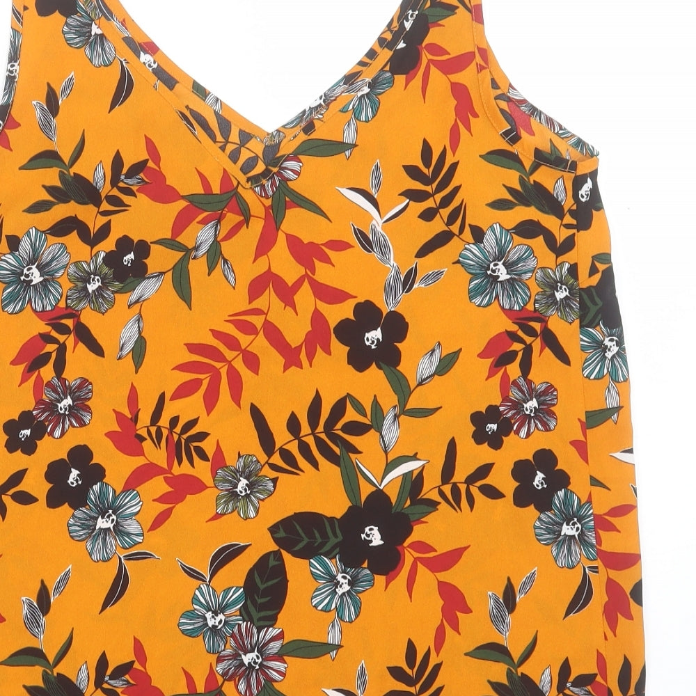 Matalan Womens Orange Floral Polyester Camisole Tank Size 12 V-Neck