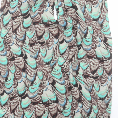 Matalan Womens Multicoloured Geometric Polyester Basic Tank Size 10 Crew Neck