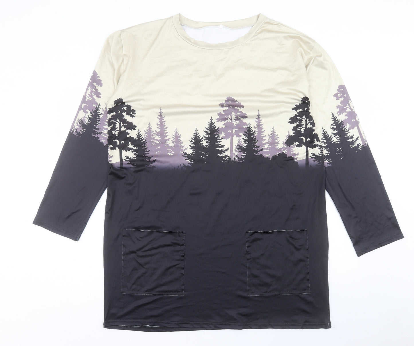 Preworn Womens Multicoloured Geometric Polyester A-Line Size XL Crew Neck Pullover