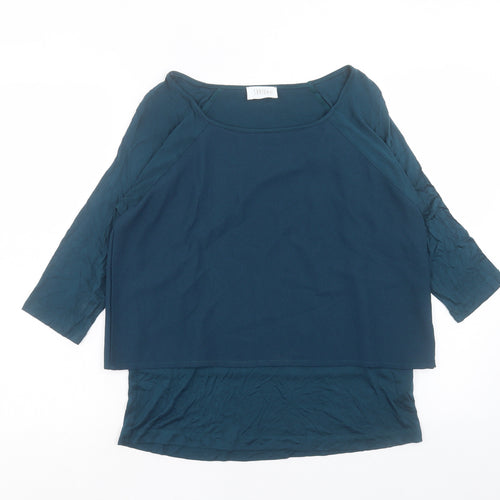 SAVIDA Womens Green Viscose Basic T-Shirt Size 12 Boat Neck