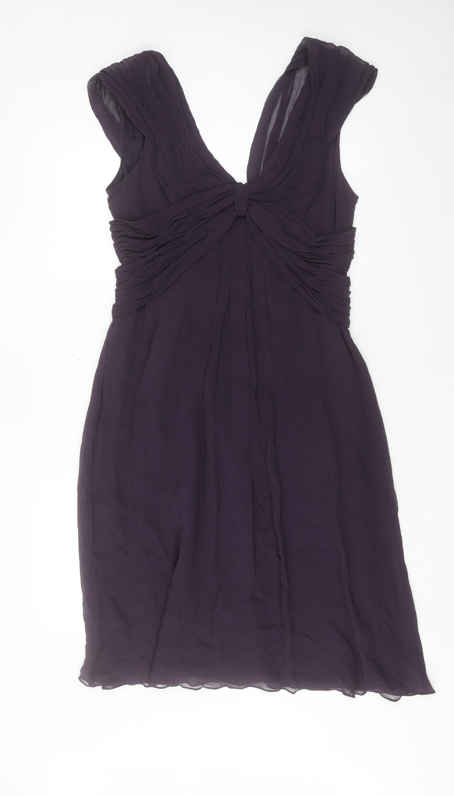 Jigsaw Womens Purple Silk A-Line Size 16 V-Neck Zip