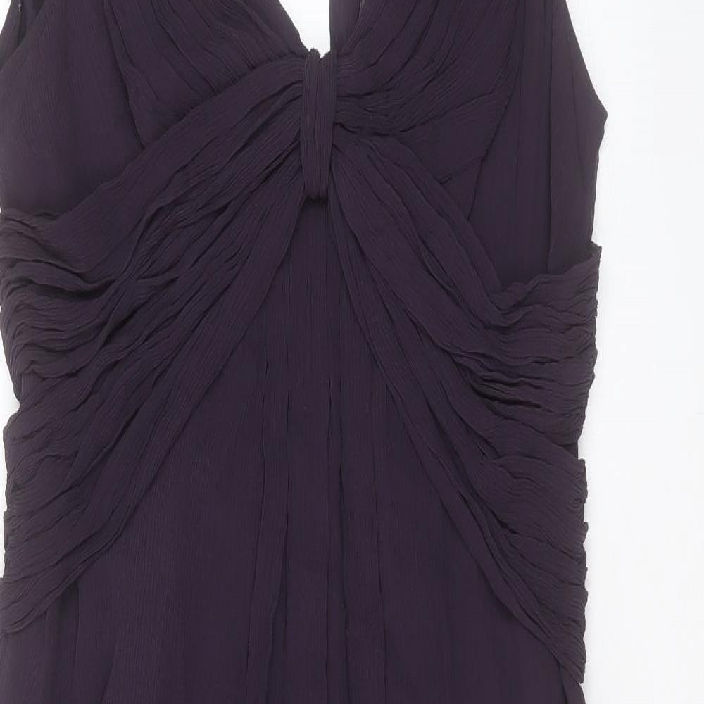 Jigsaw Womens Purple Silk A-Line Size 16 V-Neck Zip
