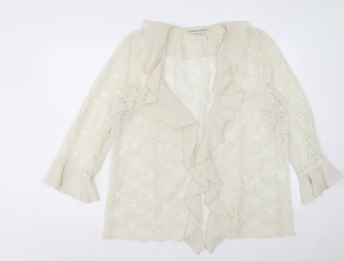 Claudia Stevens Womens Ivory Jacket Size 22 Button