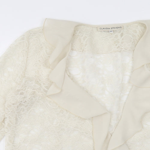 Claudia Stevens Womens Ivory Jacket Size 22 Button