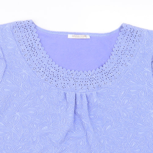 anna Rose Womens Purple Polyester Basic T-Shirt Size L Scoop Neck