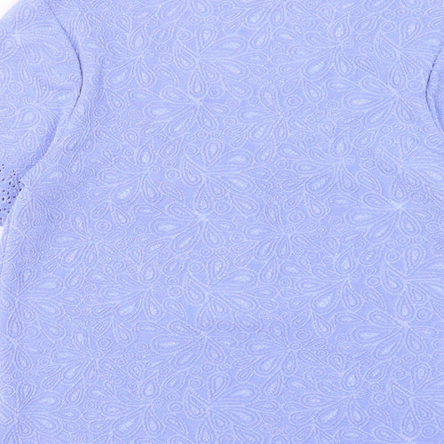 anna Rose Womens Purple Polyester Basic T-Shirt Size L Scoop Neck