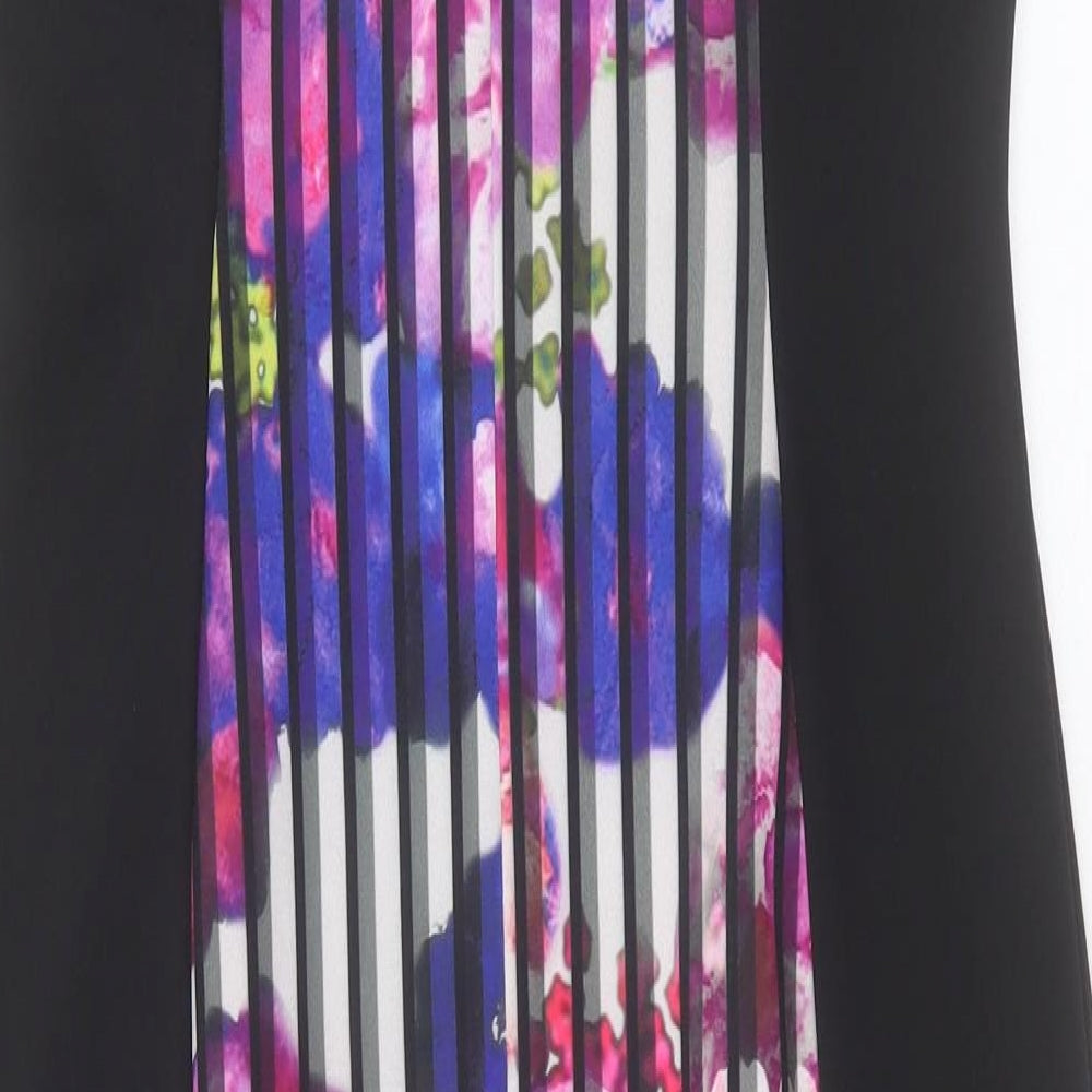 Marks and Spencer Womens Purple Geometric Polyester Sheath Size 14 Boat Neck Zip