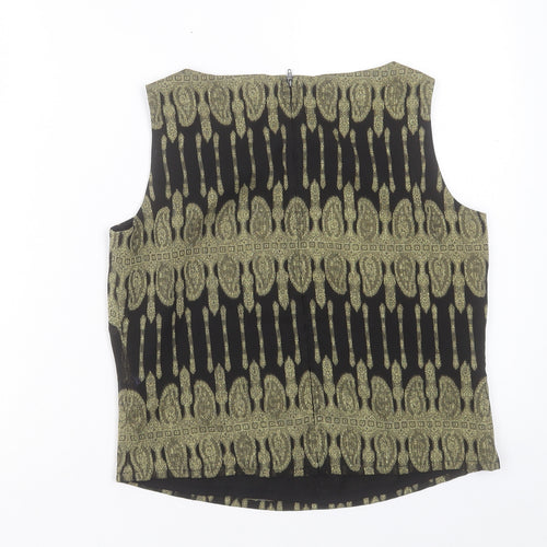 NEXT Womens Gold Geometric Polyester Basic Tank Size 12 Boat Neck