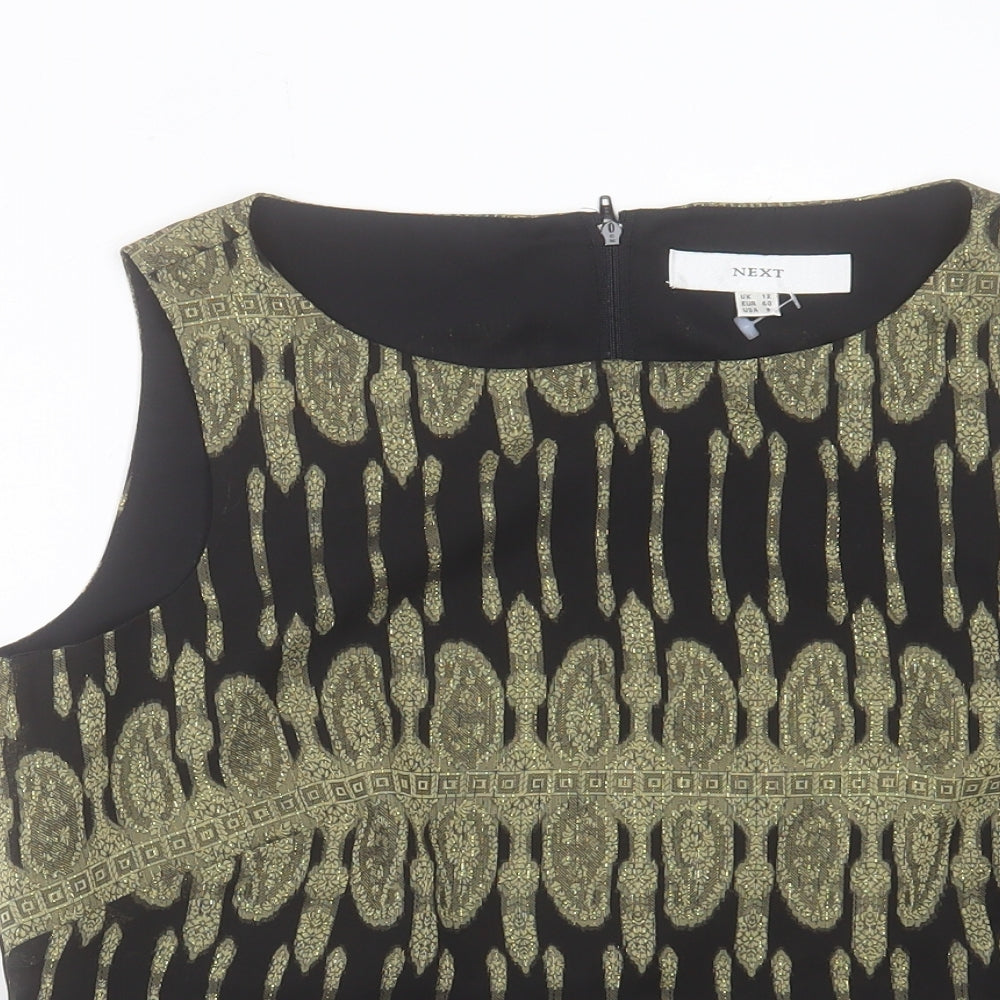 NEXT Womens Gold Geometric Polyester Basic Tank Size 12 Boat Neck