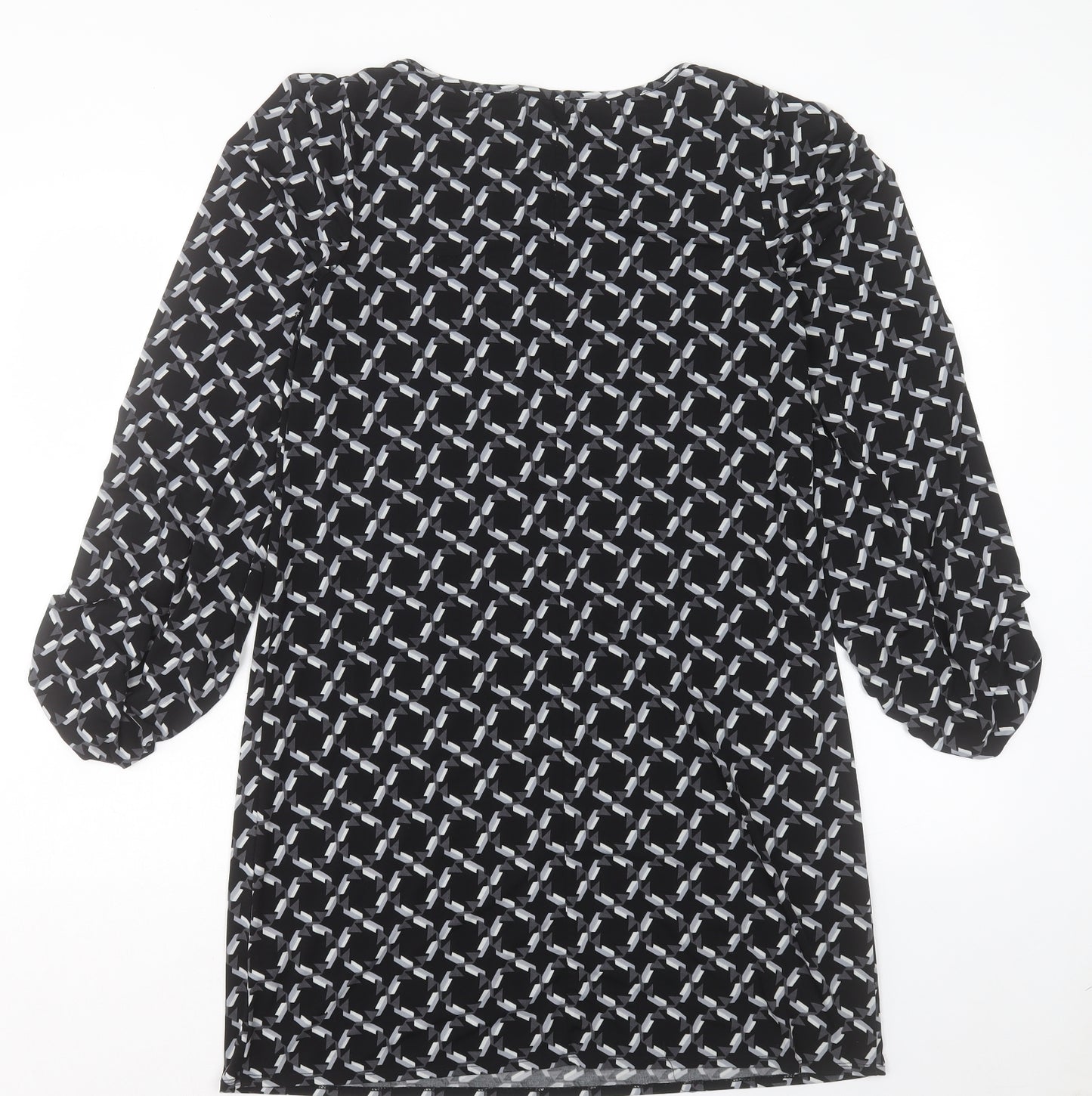 Laundry Womens Black Geometric Polyester A-Line Size M Boat Neck Pullover