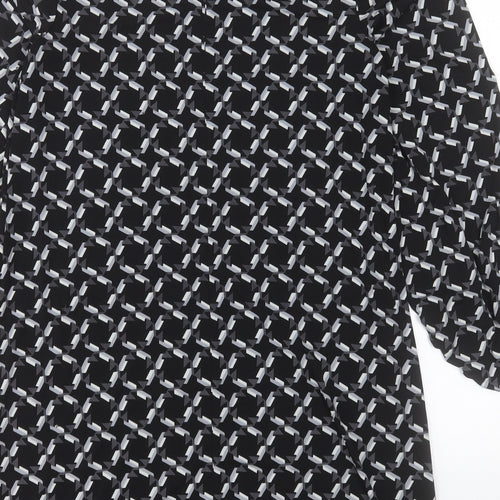 Laundry Womens Black Geometric Polyester A-Line Size M Boat Neck Pullover