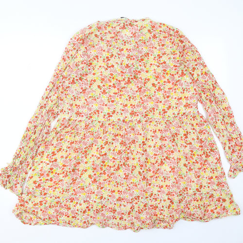 Wednesdays Girl Womens Gold Cotton A-Line Size XL Crew Neck Tie