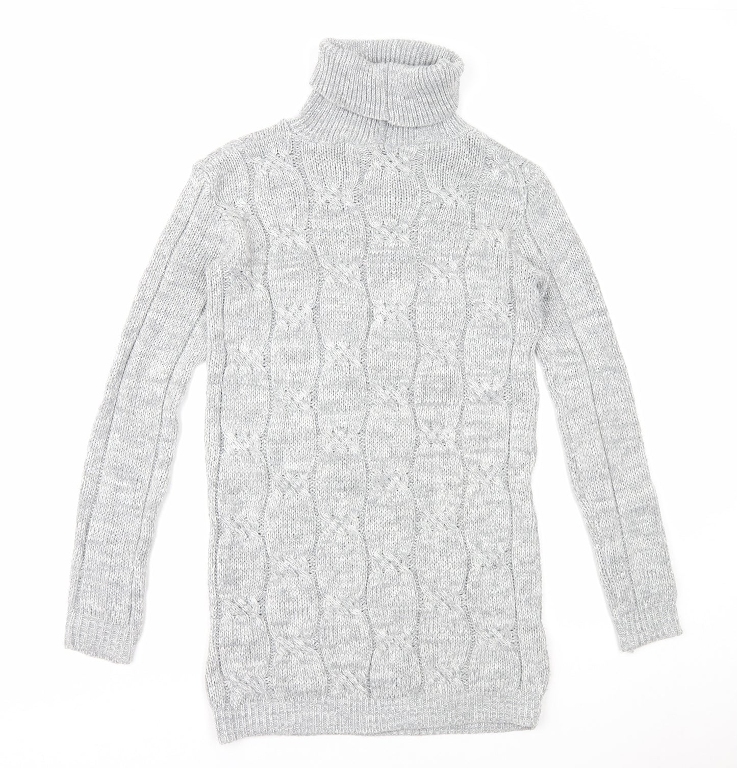 Select Womens Grey Acrylic Jumper Dress Size M Roll Neck Pullover