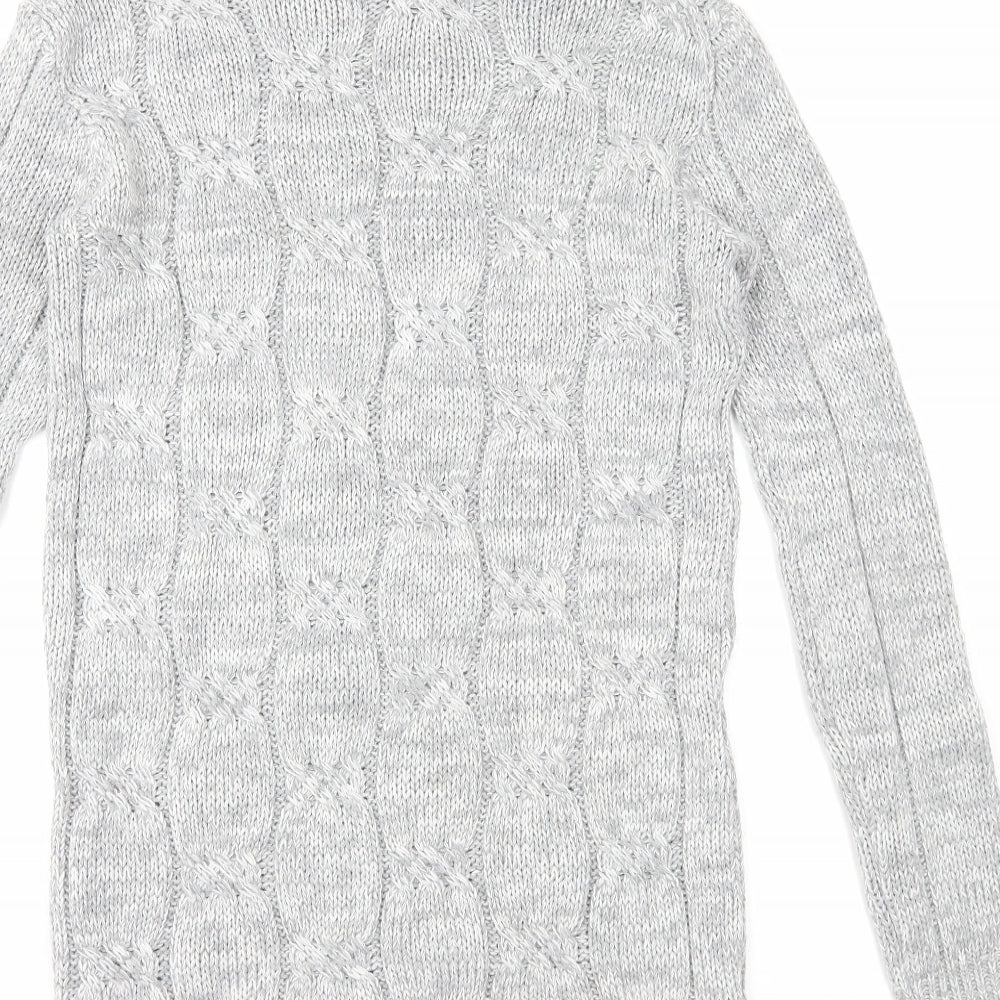 Select Womens Grey Acrylic Jumper Dress Size M Roll Neck Pullover