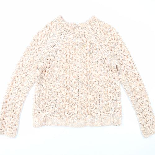 Topshop Womens Pink Round Neck Acrylic Pullover Jumper Size S