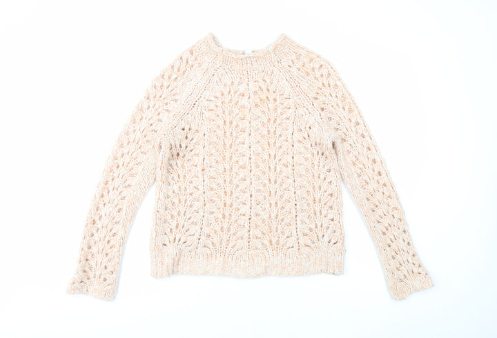 Topshop Womens Pink Round Neck Acrylic Pullover Jumper Size S