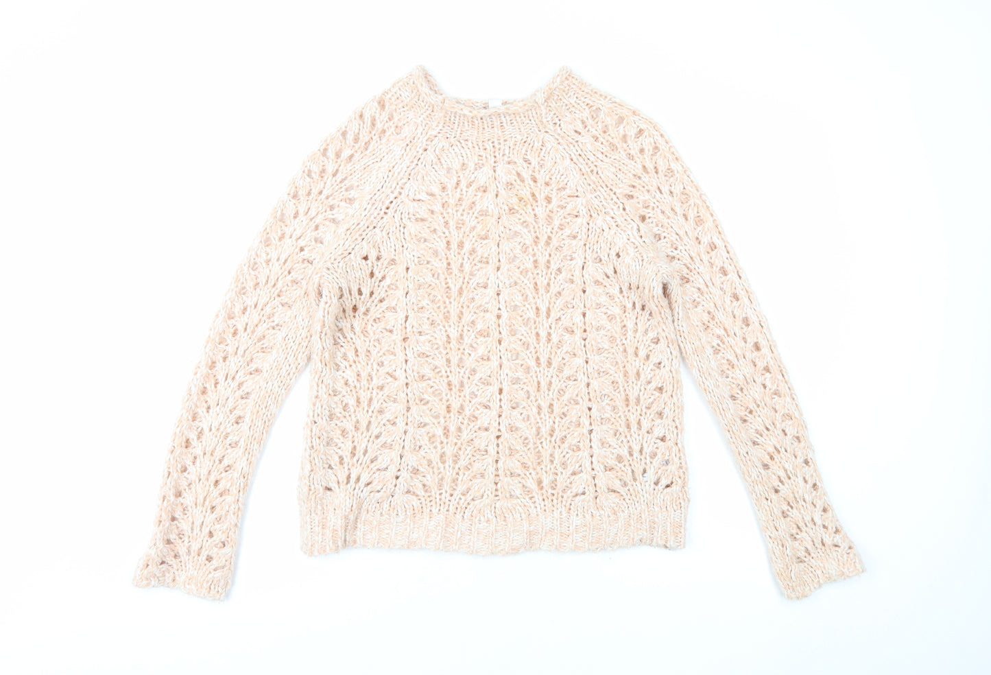 Topshop Womens Pink Round Neck Acrylic Pullover Jumper Size S