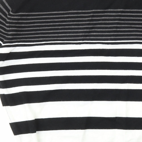 Primark Womens Black Round Neck Striped Acrylic Pullover Jumper Size S