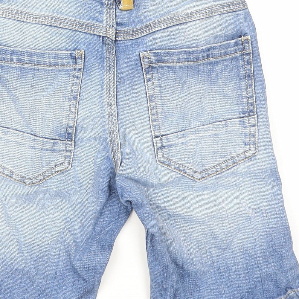 NEXT Boys Blue Cotton Bermuda Shorts Size 6 Years Regular Zip - Distressed Denim