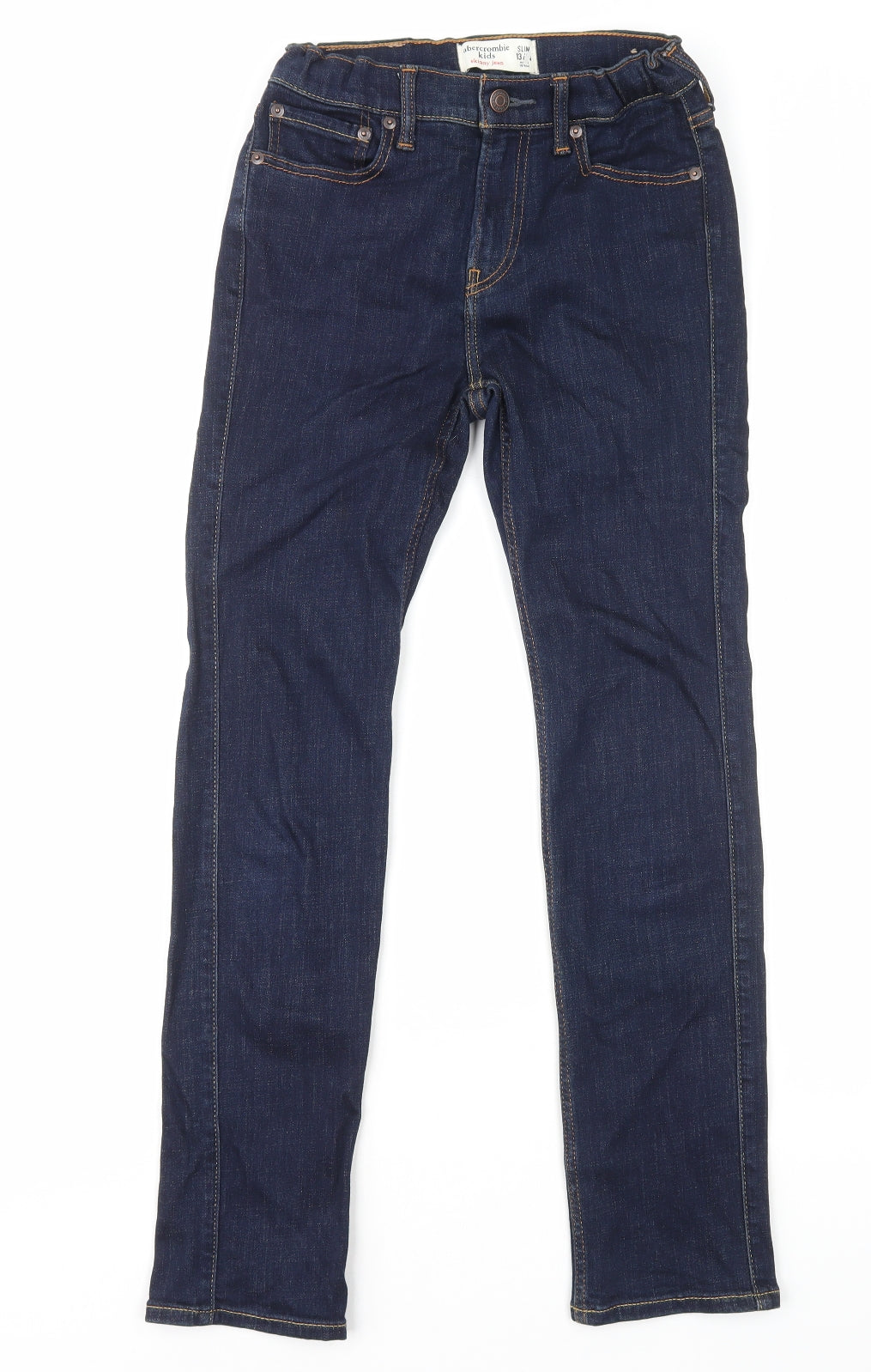 Abercrombie & Fitch Girls Blue Cotton Straight Jeans Size 13-14 Years L28 in Regular Zip