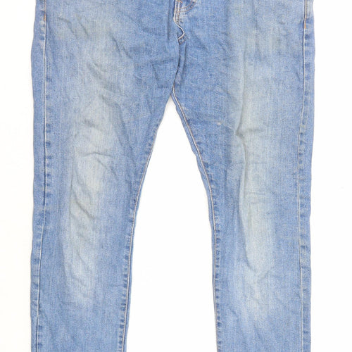 H&M Mens Blue Cotton Skinny Jeans Size L L31 in Regular Button
