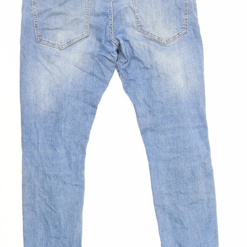 H&M Mens Blue Cotton Skinny Jeans Size L L31 in Regular Button