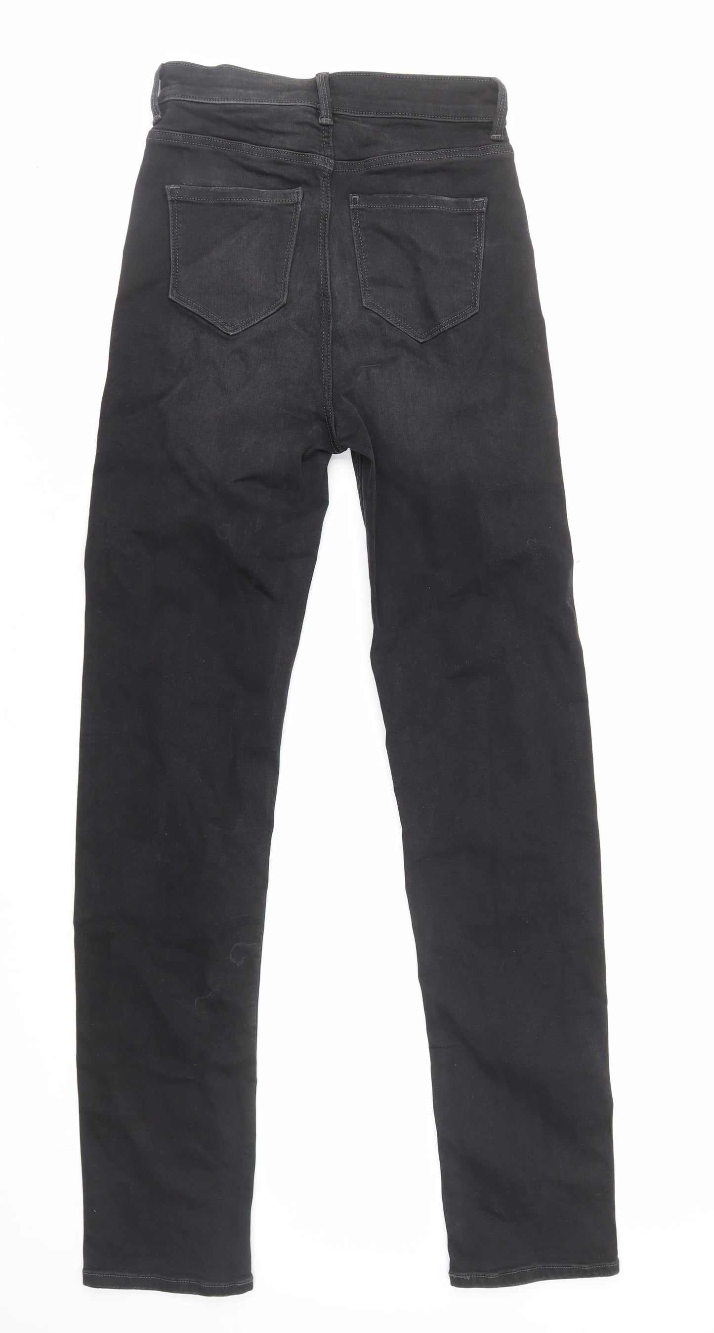 Marks and Spencer Womens Black Cotton Straight Jeans Size 6 L32 in Regular Zip