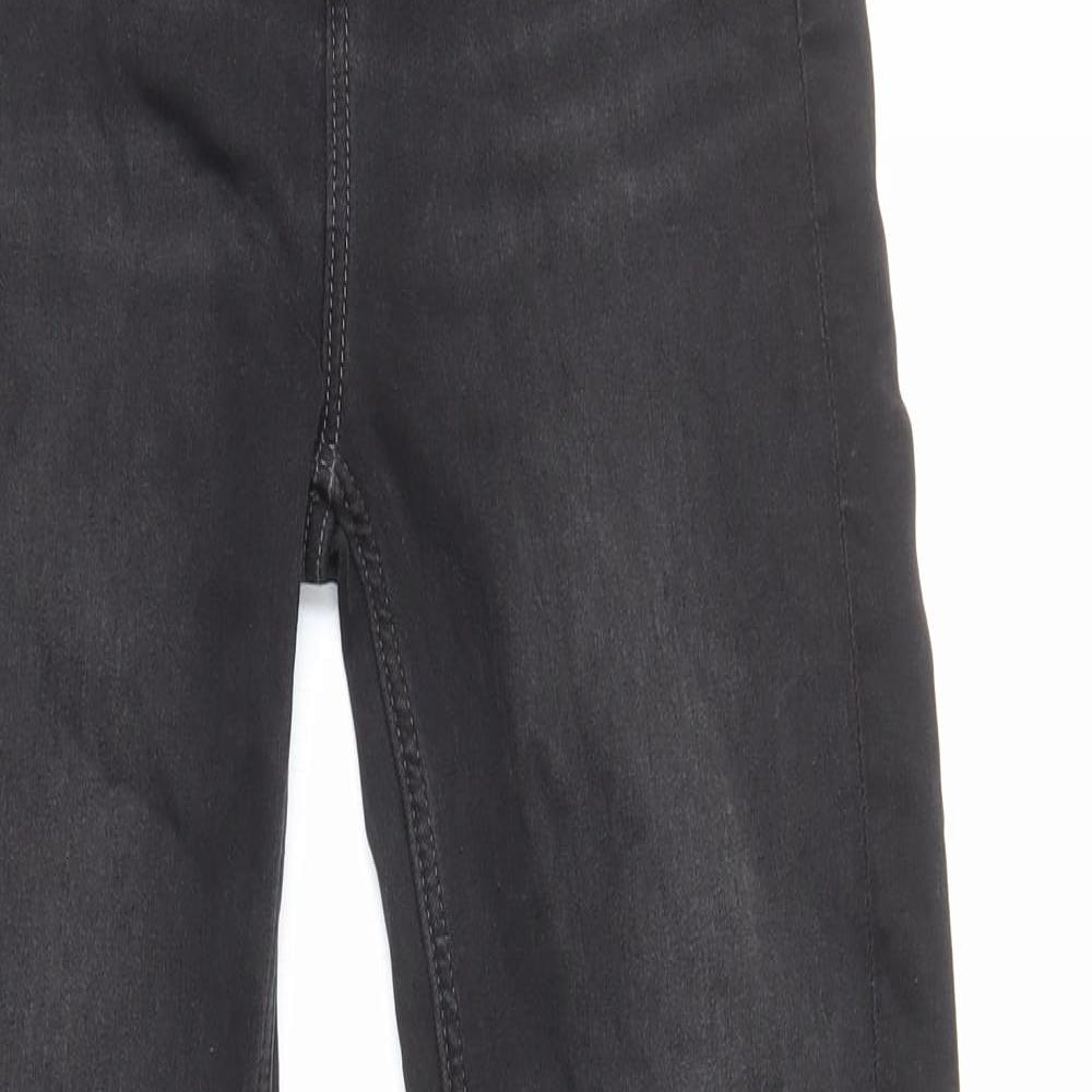 Marks and Spencer Womens Black Cotton Straight Jeans Size 6 L32 in Regular Zip
