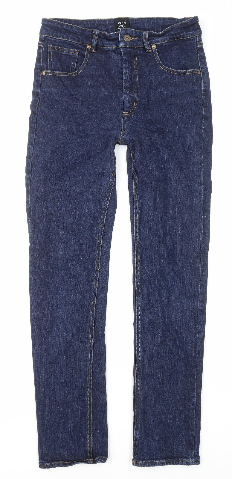 John Lewis Womens Blue Cotton Straight Jeans Size 10 L28 in Regular Zip