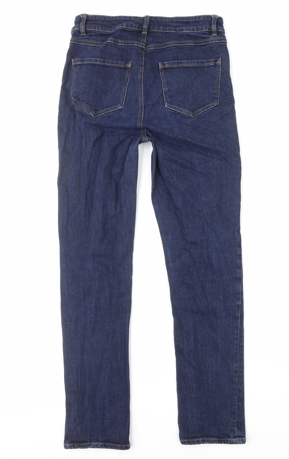 John Lewis Womens Blue Cotton Straight Jeans Size 10 L28 in Regular Zip