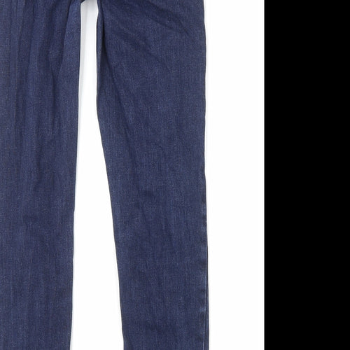 John Lewis Womens Blue Cotton Straight Jeans Size 10 L28 in Regular Zip
