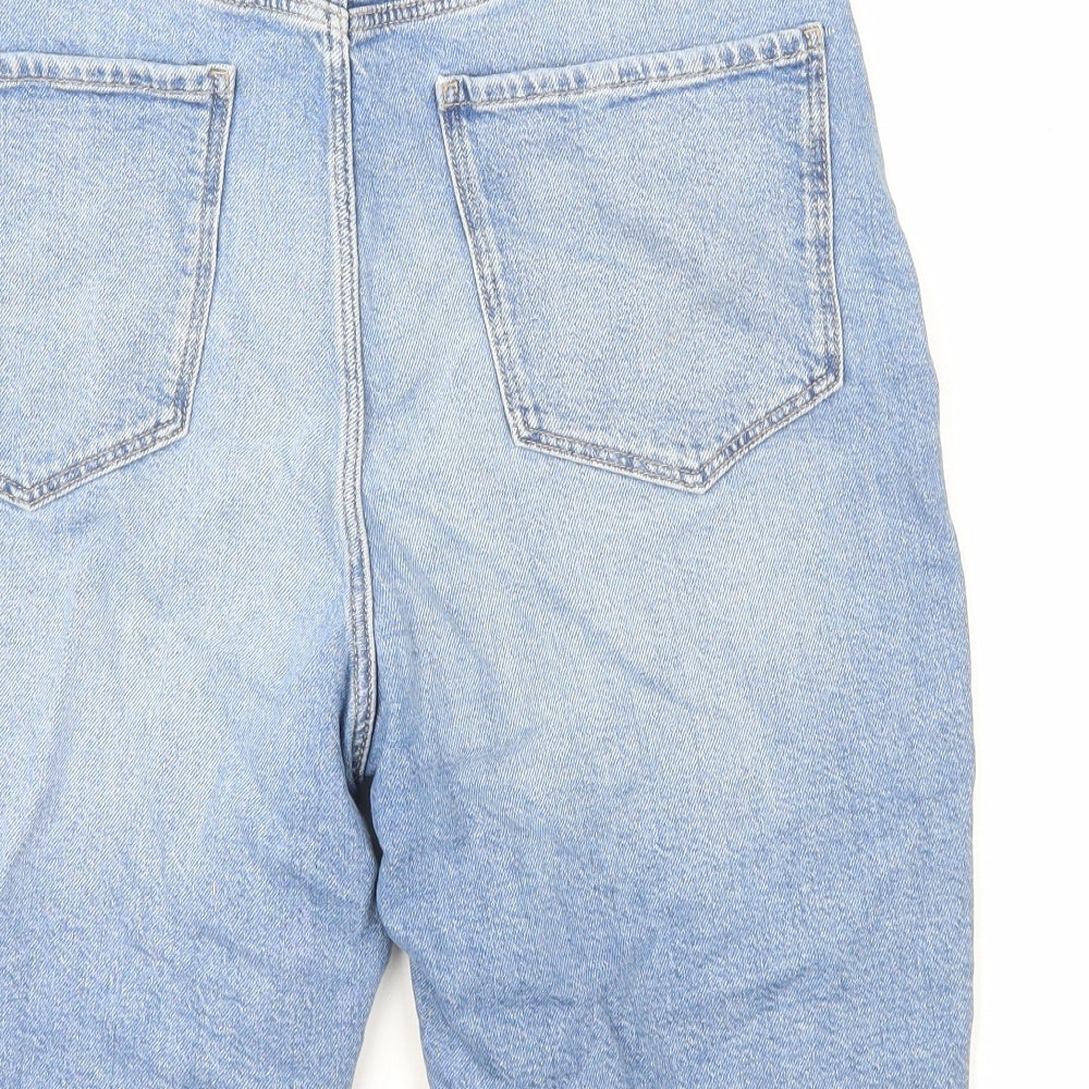 Marks and Spencer Womens Blue Cotton Cut-Off Shorts Size 14 L10 in Regular Zip