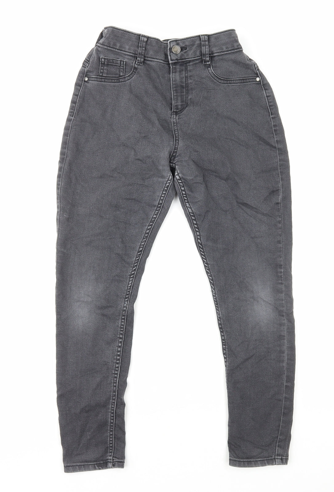 F&F Girls Grey Cotton Skinny Jeans Size 12-13 Years L24 in Regular Zip