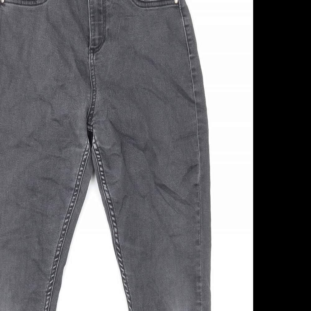 F&F Girls Grey Cotton Skinny Jeans Size 12-13 Years L24 in Regular Zip