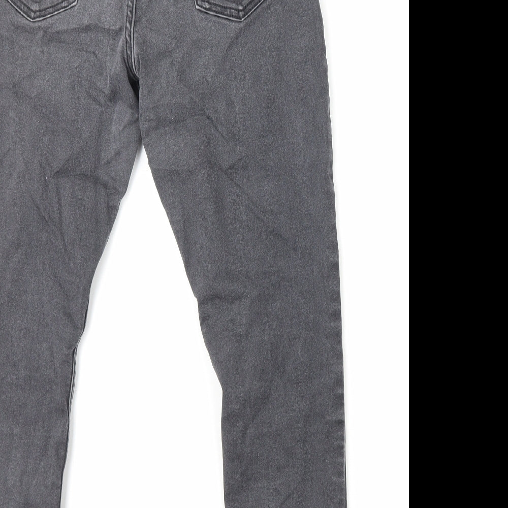 F&F Girls Grey Cotton Skinny Jeans Size 12-13 Years L24 in Regular Zip