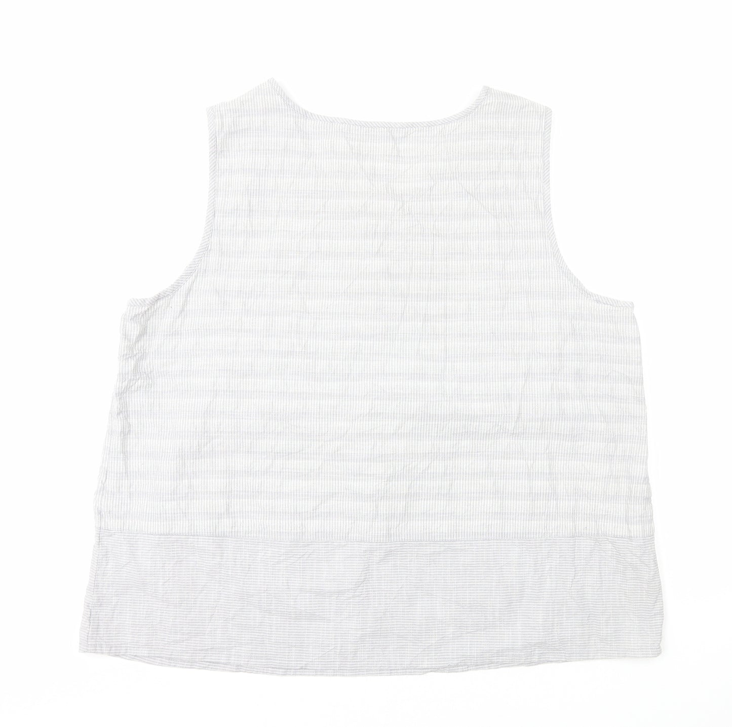 TU Womens Grey Plaid 100% Cotton Basic T-Shirt Size 22 Round Neck