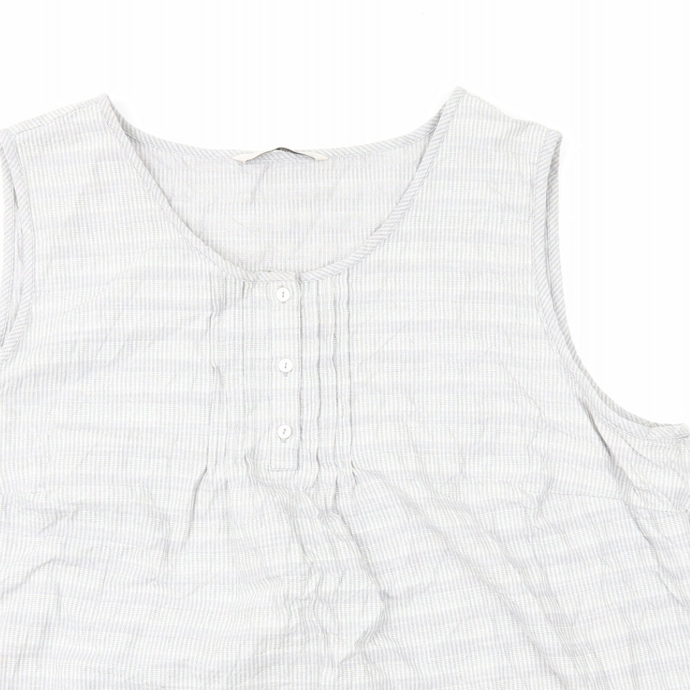 TU Womens Grey Plaid 100% Cotton Basic T-Shirt Size 22 Round Neck