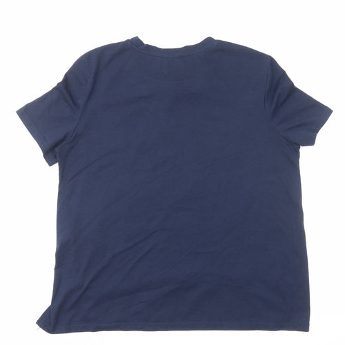 Zara Womens Blue Geometric Polyester Basic T-Shirt Size M Round Neck
