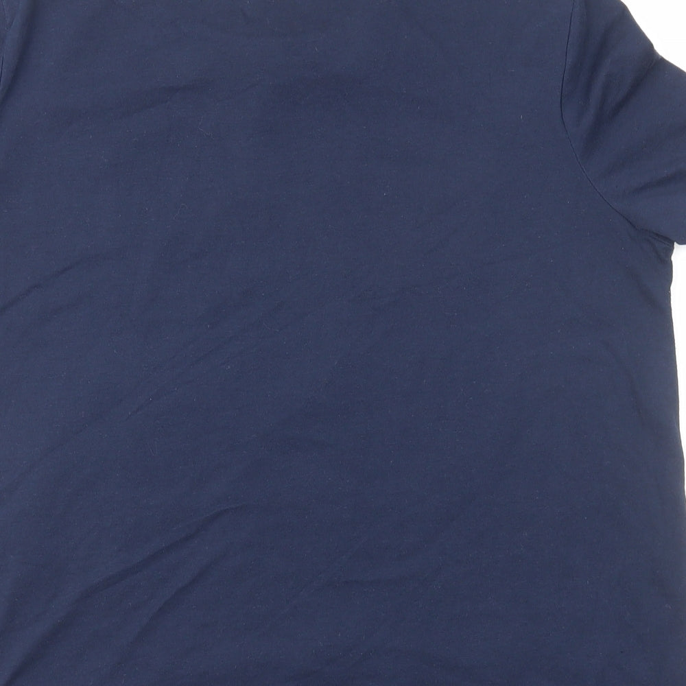 Zara Womens Blue Geometric Polyester Basic T-Shirt Size M Round Neck