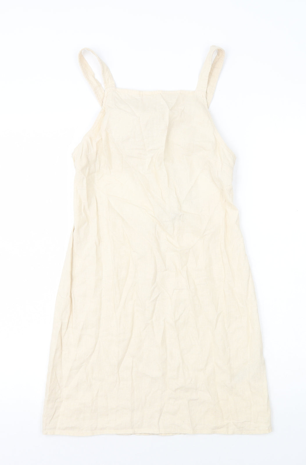ASOS Womens Ivory Linen Mini Size 6 Square Neck Zip