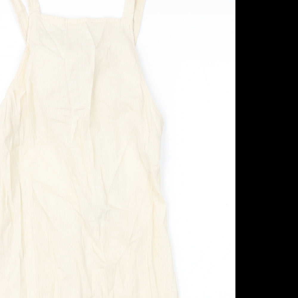 ASOS Womens Ivory Linen Mini Size 6 Square Neck Zip