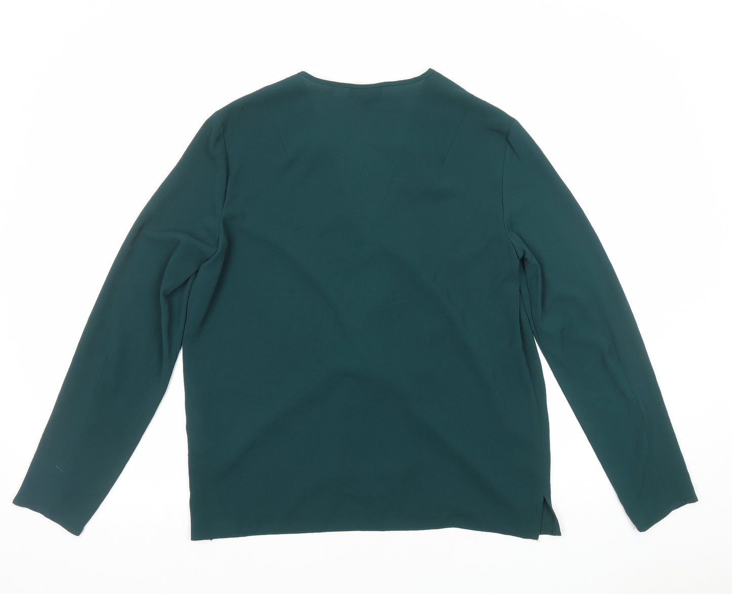 Topshop Womens Green Polyester Basic Blouse Size 14 V-Neck - Front Twist